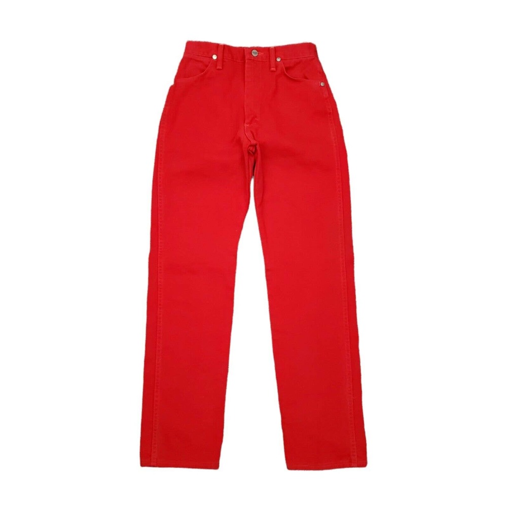 Vintage Wrangler Jeans Size 7 Women's High Waisted Red Denim USA Made with Patch